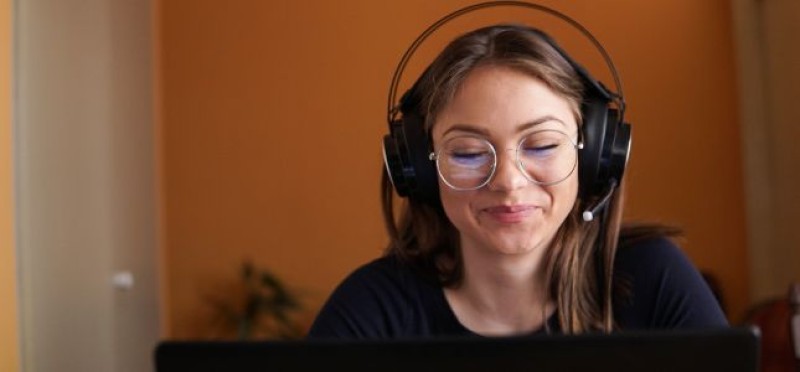 A happy person on a call